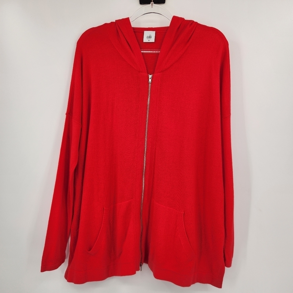 Cabi Beachcomber Lightweight Full Zip Jacket Womens Size Medium Salmon Red Pink